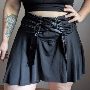 Y2K Morbid Threads Black Lace Up Asymmetrical Fairy Skirt Size XL